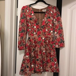 Floral, lace fit and flare dress from revolve